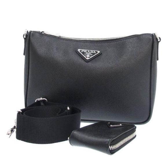 Prada Saffiano Leather Black Shoulder Bag - Picture 1 of 8